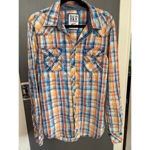 BKE Vintage 67 Mens size large Multicolored Plaid Long Sleeve Shirt with Snaps